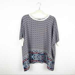 Bobeau Nordstrom Ribbed Dolman Sleeve Blouse Printed Crepe Size Medium Womens